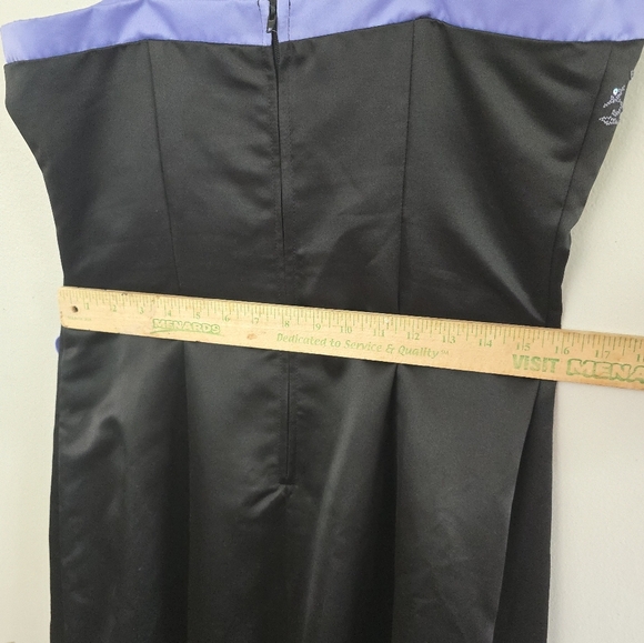 Prom Dress Maxi Gown Purple Black Bead Y2K Floral Delvt Sz 13 Fairy FLAWS - Picture 11 of 13